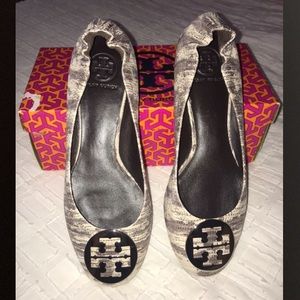 Tory Burch Lizard Print Flats